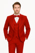 Italian Red Wool 3-Piece Modern Fit Tuxedo