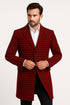 Men’s Red and Black Houndstooth Overcoat – Classic Wool Long Coat - Christmas Tartan Coat