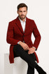 Men’s Red and Black Houndstooth Overcoat – Classic Wool Long Coat - Christmas Tartan Coat