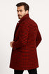 Men’s Red and Black Houndstooth Overcoat – Classic Wool Long Coat - Christmas Tartan Coat