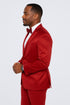 Burgundy Satin Tuxedo Set – 4-Piece Ensemble for Weddings & Proms