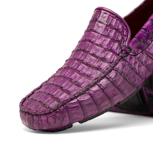 Marco Di Milano Remo Purple Caiman Crocodile Driving Shoes