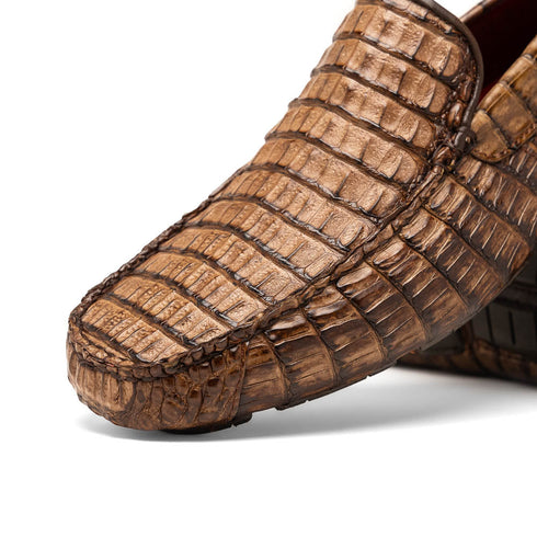 Marco Di Milano Remo Washed Brown Caiman Crocodile Driving Shoes