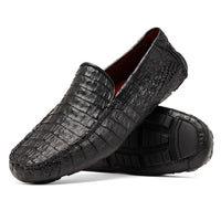 Marco Di Milano Remo Black Caiman Crocodile Driving Shoes
