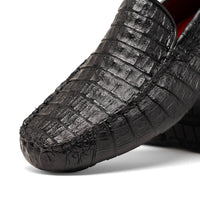 Marco Di Milano Remo Black Caiman Crocodile Driving Shoes