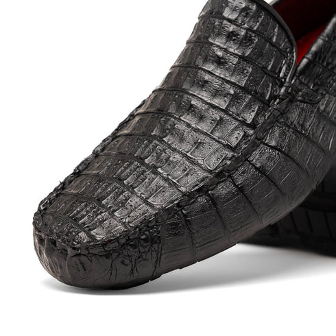 Marco Di Milano Remo Black Caiman Crocodile Driving Shoes