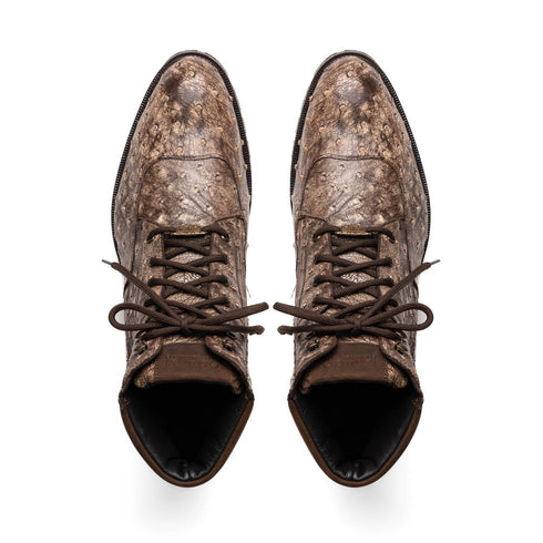 Marco Di Milano Renzo Stone Brown Ostrich Lace-Up Boots