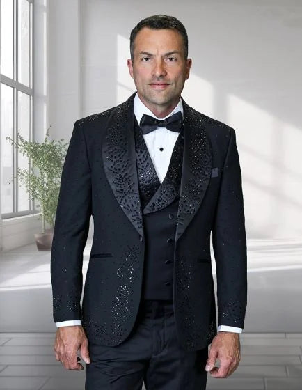 Statement Men's 3 Piece Tuxedo - Colorful Rhinestone Design