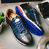 Zelli Rocco Hand-Burnished Crocodile Embossed Sneakers in Navy