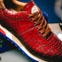 Zelli Rocco Hand-Burnished Embossed Crocodile Sneakers in Red