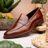 Zelli Roma Hand-Burnished Calfskin Penny Loafers in Cognac