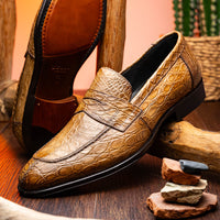 Zelli Roma Genuine Caiman Crocodile Penny Loafers in Taupe
