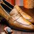 Zelli Roma Genuine Caiman Crocodile Penny Loafers in Taupe