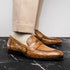 Zelli Roma Genuine Caiman Crocodile Penny Loafers in Taupe