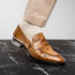 Zelli Roma Genuine Caiman Crocodile Penny Loafers in Taupe