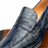 Zelli Roma Classic Penny Loafers in Genuine Caiman Crocodile Navy