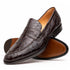 Zelli Roma Genuine Caiman Crocodile Penny Loafers in Nicotine