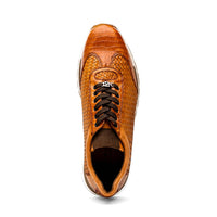 Marco Di Milano Roma Brandy Genuine Caiman Crocodile / Woven Leather Fashion Sneakers