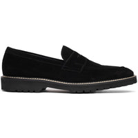 Zelli Roma Versatile Italian Suede Penny Loafers in Black
