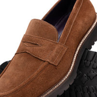 Zelli Roma Italian Suede Penny Loafers in a Beautiful Tobacco Finish