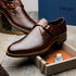 Zelli Roman Smooth Calfskin Monk Strap Dress Shoes in Chestnut