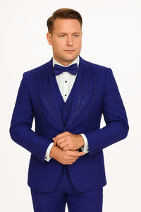 Royal Blue Italian Wool 3-Piece Modern Fit Tuxedo