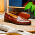 Zelli Rossi Genuine Teju Lizard Apron Toe Slip-On Loafer in Cognac