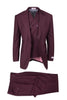 Tiglio Italian Suit - Real Wool Fabric Super 150's San Giovesse Burgundy, Wide Leg Suit & Vest in Color Burgundy