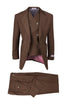 Tiglio Italian Suit - Real Wool Fabric Super 150's San Giovesse Tobacco, Wide Leg Suit & Vest in Color Tobacco