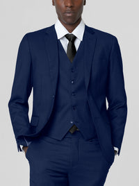 Royal Blue Birdseye Modern 2-Button Three Piece Suit