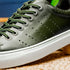 Zelli Russo Burnished Calfskin and Crocodile Luxury Sneakers in Olive