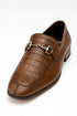 Men’s Regal Brown Slip-On Shoes – Genuine Crocodile & Calfskin Leather