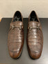 Men’s Regal Brown Slip-On Shoes – Genuine Crocodile & Calfskin Leather