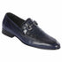 Men's Navy Exotic Leather Slip-On Loafers – Genuine Crocodile & Calfskin Blend