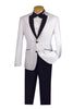 Slim Fit Shiny Sharkskin Men's 2 Piece Suit in White