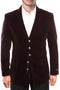 Men's Five Button Vintage Style Velvet Coat in Burgundy