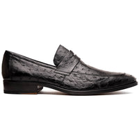 Marco Di Milano Salvatore Black Ostrich Penny Loafers
