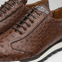 Marco Di Milano Scanno Antique Brown Ostrich Quill Sneakers
