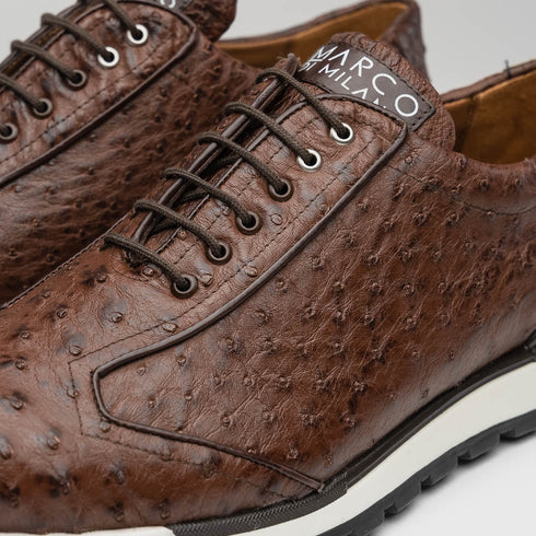 Marco Di Milano Scanno Antique Brown Ostrich Quill Sneakers