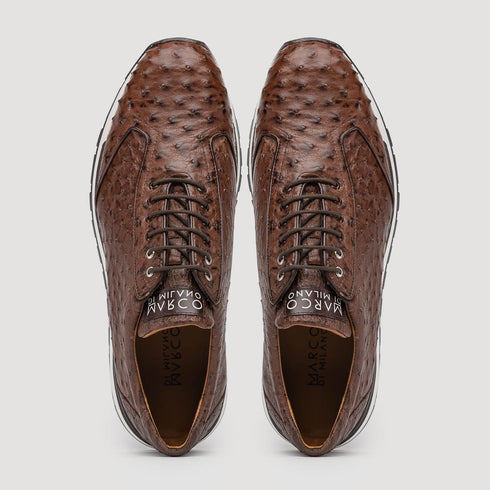 Marco Di Milano Scanno Antique Brown Ostrich Quill Sneakers