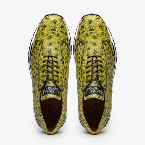 Marco Di Milano Scanno Green Ostrich Quill Sneakers