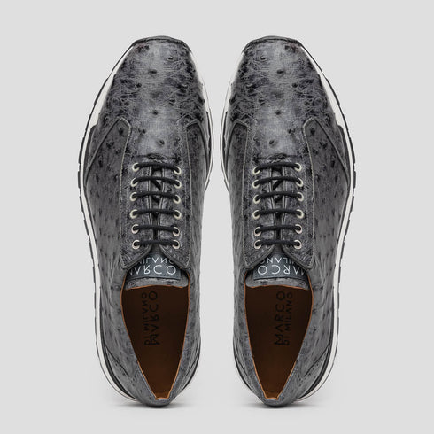 Marco Di Milano Scanno Antique Gray Ostrich Quill Sneakers