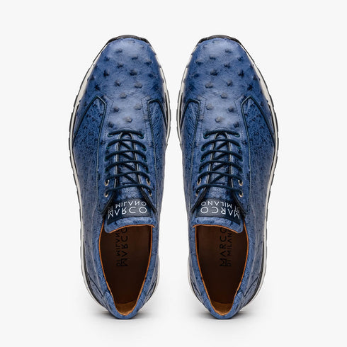 Marco Di Milano Scanno Antique Navy Ostrich Quill Sneakers
