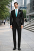 Mens Modern Fit Shiny Sharkskin Suit in Black