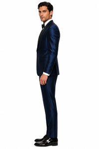 Shiny Indigo Tuxedo - Sharkskin Royal Blue Tuxedo Suit