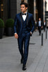 Shiny Indigo Tuxedo - Sharkskin Royal Blue Tuxedo Suit
