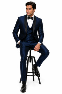 Shiny Indigo Tuxedo - Sharkskin Royal Blue Tuxedo Suit