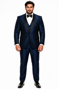 Shiny Indigo Tuxedo - Sharkskin Royal Blue Tuxedo Suit
