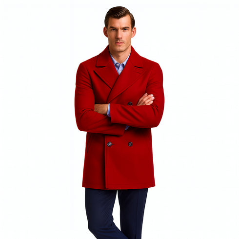 Mens Peacoat Wool double breasted Style Coat