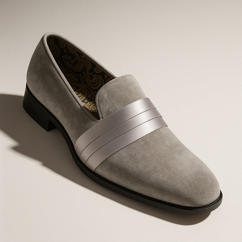 Uptown Hustle in Silver Sleek Velvet Loafers